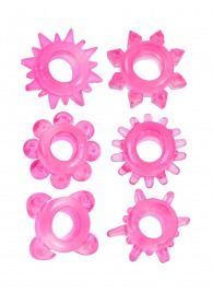 Набор из 6 розовых эрекционных колец с различным рельефом - Erowoman-Eroman - в Москве купить с доставкой
