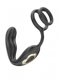 Черная анальная пробка с вращением и эрекционными кольцами - Ibiza - в Москве купить с доставкой