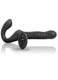 Черный безремневой страпон с вибрацией и возвратно-поступательными движениями - 24 см. - Ibiza - купить с доставкой в Москве