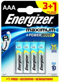 Батарейки Energizer MAX типа E92/AAA - 4 шт. (3+1 в подарок) - Energizer - купить с доставкой в Москве