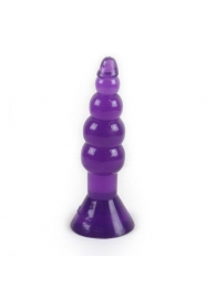 Фиолетовая анальная пробка-елочка с присоской - 18 см. - Baile