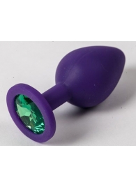 Фиолетовая силиконовая пробка с зеленым кристаллом - 9,5 см. - 4sexdreaM - купить с доставкой #SOTBIT_REGIONS_UF_V_REGION_NAME#