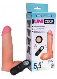 Фаллическая насадка Харнесс UNICOCK 5,5  с вибрацией - 17 см. - LOVETOY (А-Полимер) - купить с доставкой в Москве