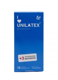 Классические презервативы Unilatex Natural Plain - 12 шт. + 3 шт. в подарок - Unilatex - купить с доставкой в Москве