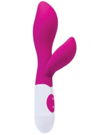 Ярко-розовый вибратор Lilu с клиторальным стимулятором - 20 см. - A-toys
