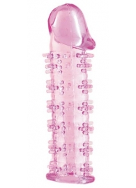 Гелевая розовая насадка на фаллос с шипами - 12 см. - Toyfa Basic - #SOTBIT_REGIONS_UF_V_REGION_NAME# купить с доставкой