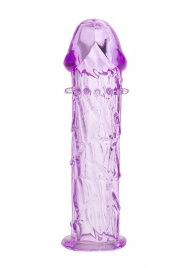 Гладкая фиолетовая насадка с усиками под головкой - 12,5 см. - Toyfa Basic - в Москве купить с доставкой