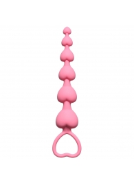 Розовая анальная цепочка Heart s Beads Pink - 18 см. - Lola toys