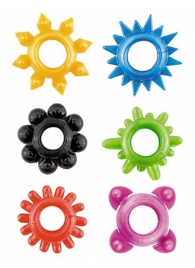 Набор из 6 разноцветных эрекционных колец - Toyfa Basic - в Москве купить с доставкой