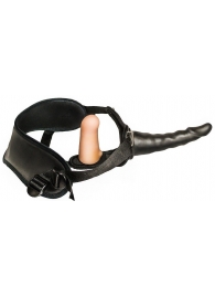 Женский страпон с чёрной насадкой и вагинальной пробкой - 17,5 см. - LOVETOY (А-Полимер) - купить с доставкой в Москве