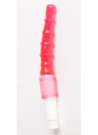 Красный анальный вибратор с рёбрышками - 23 см. - White Label