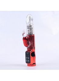 Красный вибратор с 24 режимами вибрации и ротации - 21 см. - White Label