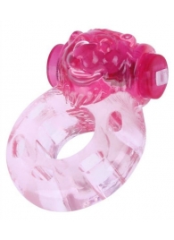 Розовое эрекционное виброкольцо  Медвежонок - White Label - в Москве купить с доставкой