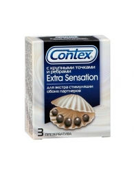 Презервативы с крупными точками и рёбрами Contex Extra Sensation - 3 шт. - Contex - купить с доставкой в Москве