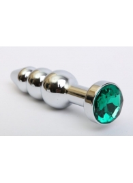 Серебристая анальная ёлочка с зеленым кристаллом - 11,2 см. - 4sexdreaM - купить с доставкой #SOTBIT_REGIONS_UF_V_REGION_NAME#