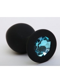 Чёрная силиконовая пробка с голубым стразом - 9,5 см. - 4sexdreaM - купить с доставкой в Москве