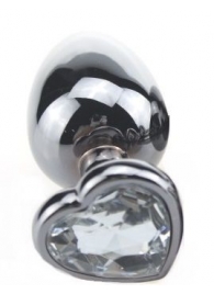 Малая серебристая пробка с прозрачным кристаллом-сердечком - 7,5 см. - 4sexdreaM - купить с доставкой в Москве