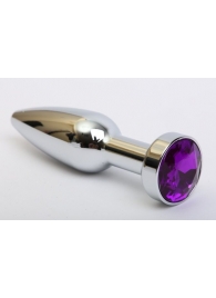 Удлинённая серебристая пробка с фиолетовым кристаллом - 11,2 см. - 4sexdreaM - купить с доставкой в Москве