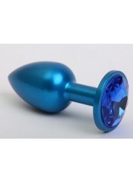 Синяя анальная пробка с синим кристаллом - 8,2 см. - 4sexdreaM - купить с доставкой в Москве