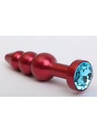 Красная анальная ёлочка с голубым кристаллом - 11,2 см. - 4sexdreaM - купить с доставкой в Москве