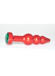 Красная анальная ёлочка с зеленым кристаллом - 11,2 см. - 4sexdreaM - купить с доставкой в Москве