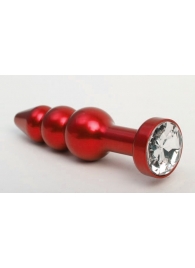 Красная анальная ёлочка с прозрачным кристаллом - 11,2 см. - 4sexdreaM - купить с доставкой в Москве