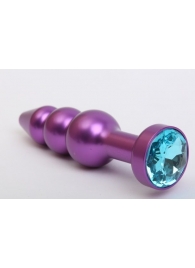 Фиолетовая фигурная анальная ёлочка с голубым кристаллом - 11,2 см. - 4sexdreaM - купить с доставкой в Москве