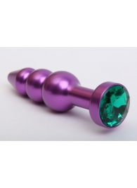Фиолетовая фигурная анальная ёлочка с зелёным кристаллом - 11,2 см. - 4sexdreaM - купить с доставкой в Москве