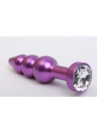 Фиолетовая фигурная анальная ёлочка с прозрачным кристаллом - 11,2 см. - 4sexdreaM - купить с доставкой в Москве