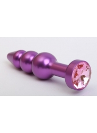 Фиолетовая фигурная анальная ёлочка с розовым кристаллом - 11,2 см. - 4sexdreaM - купить с доставкой в Москве