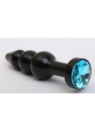 Чёрная анальная ёлочка с голубым кристаллом - 11,2 см. - 4sexdreaM - купить с доставкой в Москве