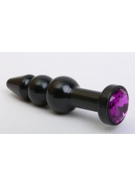 Чёрная анальная ёлочка с фиолетовым кристаллом - 11,2 см. - 4sexdreaM - купить с доставкой в Москве
