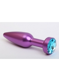 Фиолетовая анальная пробка с голубым стразом - 11,2 см. - 4sexdreaM - купить с доставкой в Москве