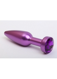 Фиолетовая анальная пробка с фиолетовым стразом - 11,2 см. - 4sexdreaM - купить с доставкой в Москве