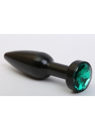 Чёрная удлинённая пробка с зелёным кристаллом - 11,2 см. - 4sexdreaM - купить с доставкой в Москве