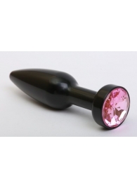 Чёрная удлинённая пробка с розовым кристаллом - 11,2 см. - 4sexdreaM - купить с доставкой в Москве