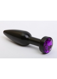 Чёрная удлинённая пробка с фиолетовым кристаллом - 11,2 см. - 4sexdreaM - купить с доставкой в Москве