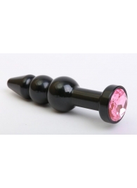 Чёрная анальная ёлочка с розовым кристаллом - 11,2 см. - 4sexdreaM - купить с доставкой в Москве