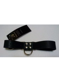 Чёрные широкие ременные наручники с полукольцом - Подиум - купить с доставкой в Москве