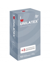 Презервативы с рёбрами Unilatex Ribbed - 12 шт. + 3 шт. в подарок - Unilatex - купить с доставкой в Москве