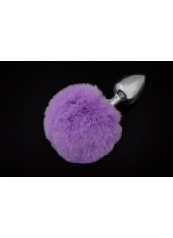 Маленькая серебристая пробка с пушистым фиолетовым хвостиком - Пикантные штучки