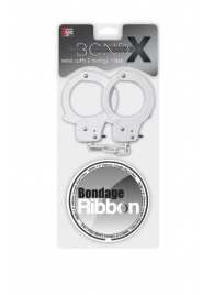 Набор для фиксации BONDX METAL CUFFS AND RIBBON: белые наручники из листового материала и липкая лента - Dream Toys - купить с доставкой #SOTBIT_REGIONS_UF_V_REGION_NAME#