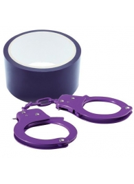Набор для фиксации BONDX METAL CUFFS AND RIBBON: фиолетовые наручники из листового материала и липкая лента - Dream Toys - купить с доставкой в Москве