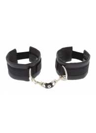 Чёрные полиуретановые наручники Luxurious Handcuffs - Blush Novelties - купить с доставкой в Москве