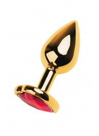 Золотистая анальная пробка с кристаллом-сердцем - 7,5 см. - ToyFa - купить с доставкой #SOTBIT_REGIONS_UF_V_REGION_NAME#