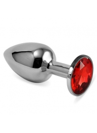Серебристая анальная втулка с красным кристаллом - 7 см. - Джага-Джага - купить с доставкой в Москве