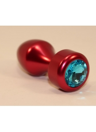 Красная анальная пробка с голубым кристаллом - 7,8 см. - 4sexdreaM - купить с доставкой в Москве