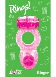 Розовое эрекционное кольцо с вибрацией Rings Ringer - Lola Games - в Москве купить с доставкой