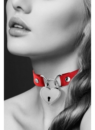 Красный чокер с замком в форме сердца - Bijoux Pour Toi - купить с доставкой в Москве