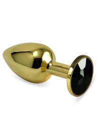 Золотистая анальная втулка с чёрным кристаллом - 7 см. - Джага-Джага - купить с доставкой #SOTBIT_REGIONS_UF_V_REGION_NAME#